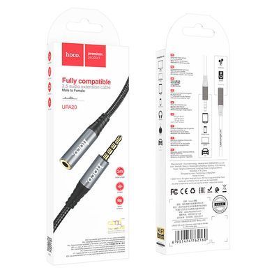 AUX кабель Hoco UPA20 3.5 audio extension cable 2m gray