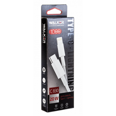 Кабель Walker C830 Type-C to Lightning white