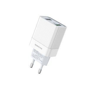Мереживий зарядний пристрій Borofone BA39A 2USB QC 3.0 18W white