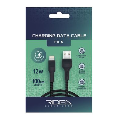 USB кабель Ridea RC-M132 Fila 12W/1m Lightning black