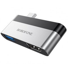 Переходник Borofone DH2 Type-C to HDMI+USB 3.0 adapter metal-black