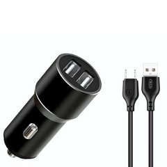 Автомобільний зарядний пристрій XO TZ09 (2USB/2.4A)+ USB MicroUSB black