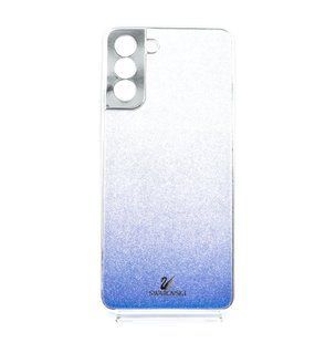 Чехол TPU+Glass для Samsung S21+ blue Swarovski Full Camera