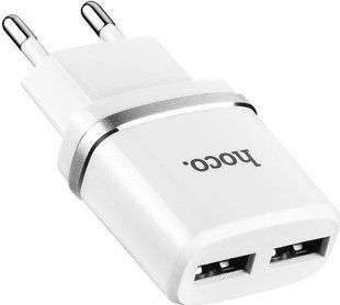 Сетевое зарядное устройство HOCO C12 2USB iPhone 2.4A white