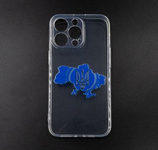 Силіконовий чохол MyPrint для iPhone 13 Pro clear (Карта України) blue Full Camera