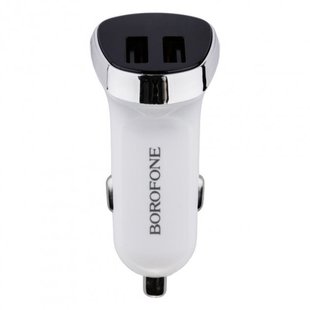 Авто Зарядний Пристрій Borofone BZ15 Lightning 2.4A 2USB 1m white