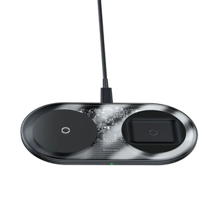 Бездротовий Зарядний Пристрій Baseus Simple 2in1 Wireless Charger 18W Max For Phones+Pods black