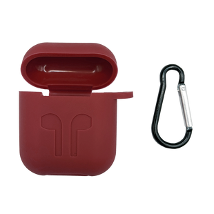 Чохол for AirPods 1/2 силіконовий Logo new + карабін marsala