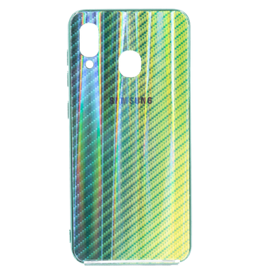 Накладка Carbon Gradient Hologram для Samsung A20/A30 green/yellow
