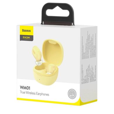 Навушники Baseus Encok True Wireless Earphones WM01 yellow NGWM01-05