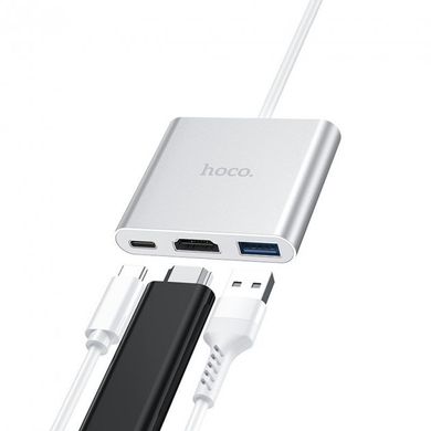 Переходник Hoco HB14 Type-C to USB3.0+HDMI+PD(silver)