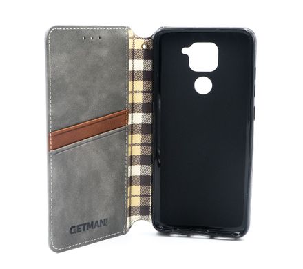 Чохол-книжка шкіра для Xiaomi Redmi Note 9/Redmi 10X grey Getman Cubic PU