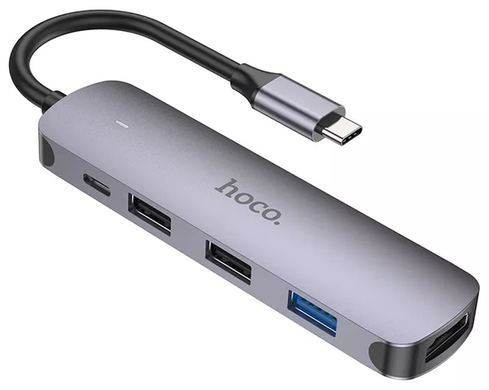 USB Hub Hoco HB27 Type-C HDTV+USB3.0+USB2.0*2+PD metal gray