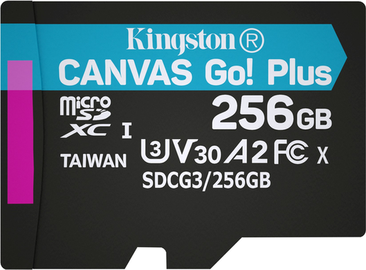 Карта памяти Kingston MicroSDXC 256GB Canvas Go Plus Gen4 200MB/s A2 U3 V30 + SD-адаптер