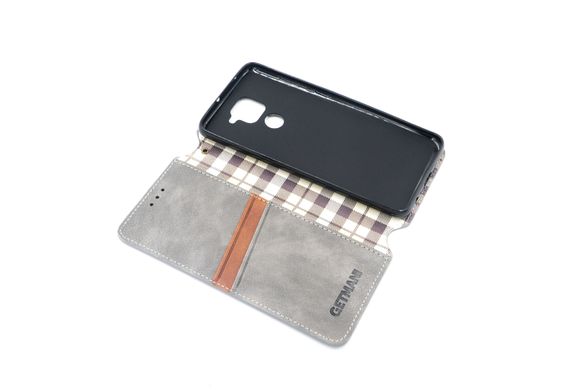 Чохол-книжка шкіра для Xiaomi Redmi Note 9/Redmi 10X grey Getman Cubic PU
