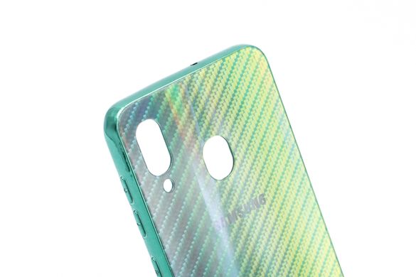 Накладка Carbon Gradient Hologram для Samsung A20/A30 green/yellow