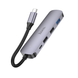USB Hub Hoco HB27 Type-C HDTV+USB3.0+USB2.0*2+PD metal gray