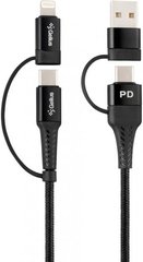 USB кабель Gelius Pro Unimog 2 GP-UC106 4in1 USB-A/Type to Type-C/Lightning PD black 18W