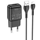Мережевий зарядний пристрій Hoco C96A single port 1USB/2.1A+Lightning black
