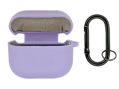 Чохол for AirPods 3 силіконовий + карабін light purple з мікрофіброю