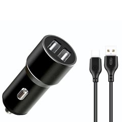 Автомобільний зарядний пристрій XO TZ09 (2USB/2.4A)+ USB Type-C black