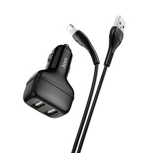 Автомобільний зарядний пристрій HOCO Z36 Lightning 2usb 2.4A black