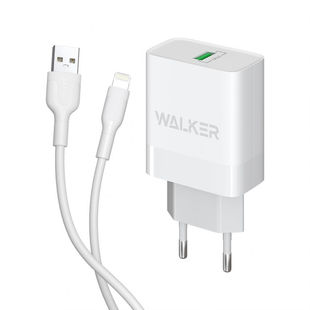 Сетевое зарядное устройство адаптер WALKER WH-35 1USB/QC3.0/3A/15W+ Lightning white