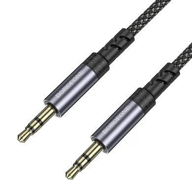 AUX кабель Borofone BL24 3.5mm male to3.5mm male, nylon braid 1m metal gey