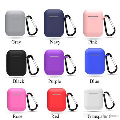 Чехол Silicon Case AirPods color + карабин