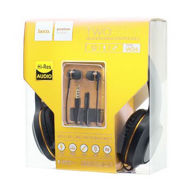 Навушники Hoco W24 з мікр.black-gold