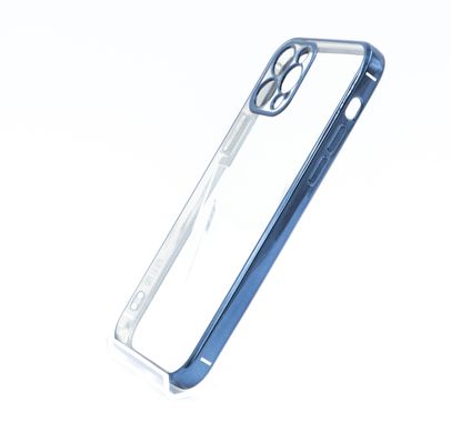 Силіконовий чохол Сlear для iPhone 12 Pro blue Full Camera с глянцевой окантовкой