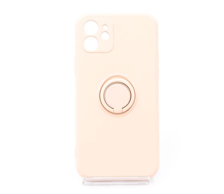 Чохол (TPU) Candy Ring для iPhone 12 pink sand Full Camera