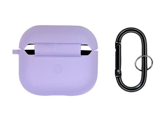 Чохол for AirPods 3 силіконовий + карабін light purple з мікрофіброю