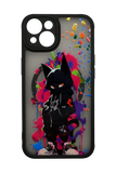 Чохол Print Case UV MagSafe для iPhone 14 black/gateway cat pink Full Camera