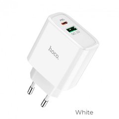 Мережевий зарядний пристрій HOCO C57A Speed PD+QC3.0 USB+Type-C white