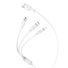 USB кабель Hoco X25 3in1 USB-Lighning+microUSB+Type-C (1m) white