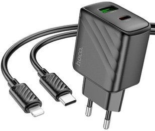 Сетевое зарядное устройство Hoco CS23A Sunlight PD30W+QC3.0+Type-C to Lightning black
