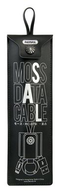 USB кабель Remax RC-079i Moss Lightning 2,1A/0.3m black (кожа)