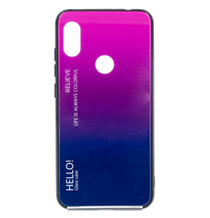 TPU+Glass чохол Gradient HELLO для Xiaomi Redmi Note 6 Pro purple