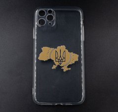 Силіконовий чохол MyPrint для iPhone 11 Pro Max clear Full Camera (Карта України) gold