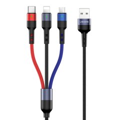 USB кабель Usams US-SJ410 U-26 3in1 Combo Lightning+Micro+Type-C 2A/0,35m data cable black