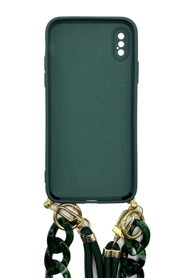 Чохол Fashion для IPhone X green+ шнурок