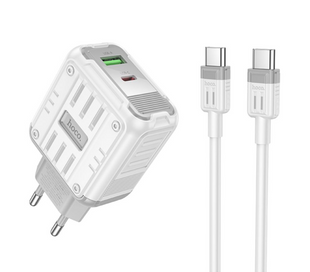 Сетевое зарядное устройство Hoco C136A 1USB-C/1USB PD+QC 45W+Type-C to Type-C white