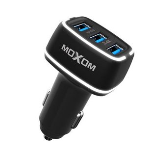 Автомобільний зарядний пристрій MOXOM MX-VC01 3.4A 3usb LED micro black