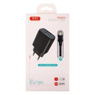 Мережевий зарядний пристрій XO L57 Lightning 2.4A 2usb 1m black