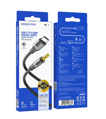 AUX кабель Borofone BL19 Type-C 1m black