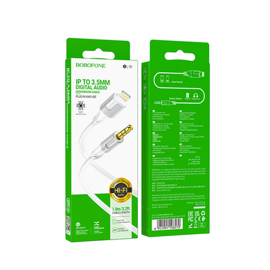 AUX кабель Borofone BL19 Lightning 1m white
