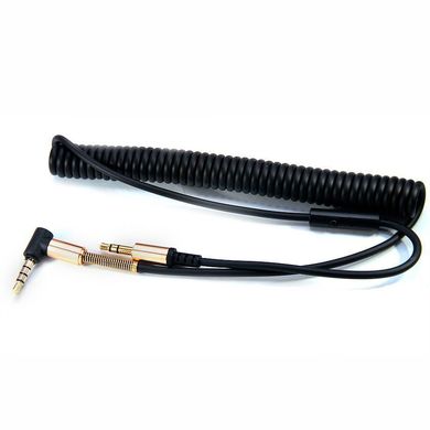 AUX кабель Hoco UPA02 (3.5x3.5) боковий/пружина mic 2 m black