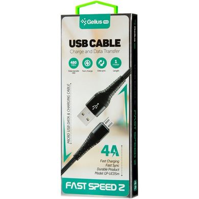 USB кабель Gelius Pro Fast Speed 2 GP-UC05m MicroUSB 1m (22.5W) black