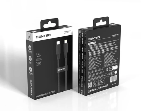 Кабель Senteo SL-05 Foamed Silicone 30W Type-C to Lightning 1m black
